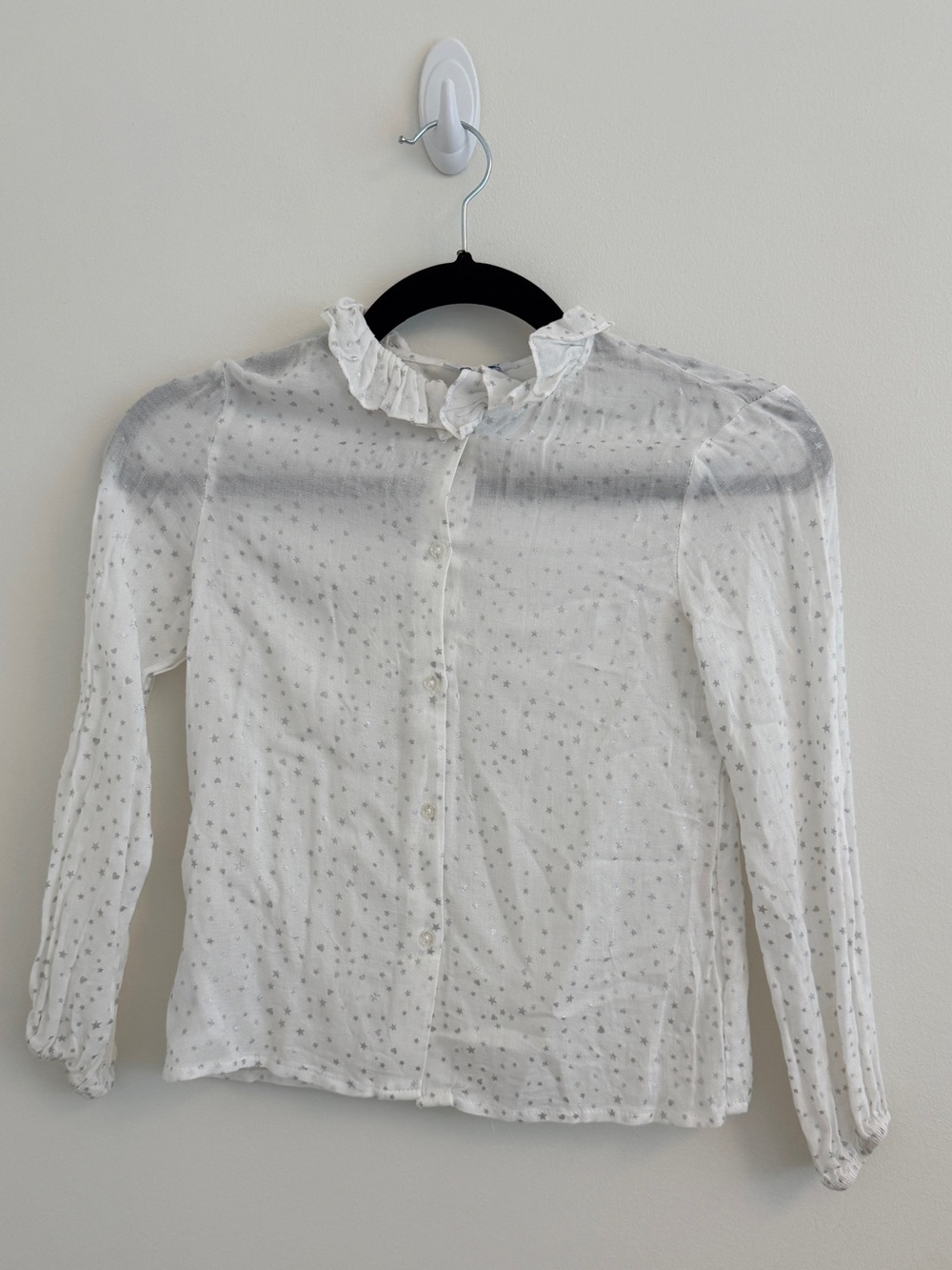 Mayoral White Ruffle Collar Blouse with Star Print. Size:8